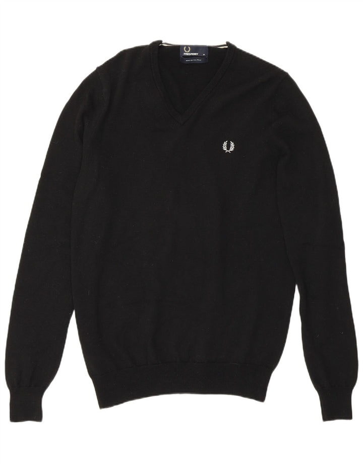 Fred Perry Pull Col V Homme Noir Moyen Laine Mérinos