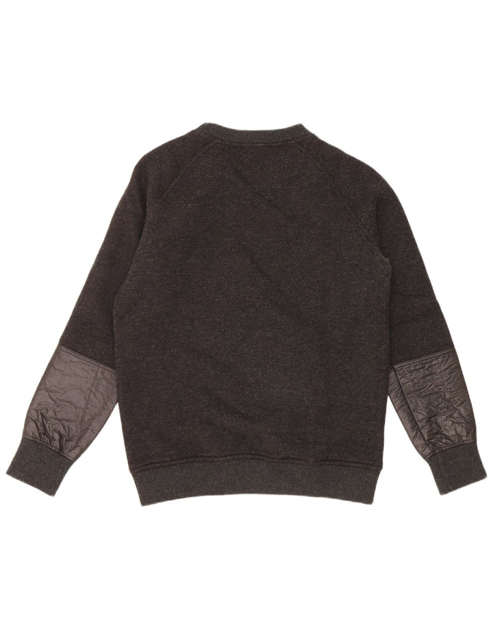 David Naman Pull à col rond pour homme en laine à carreaux gris moyen