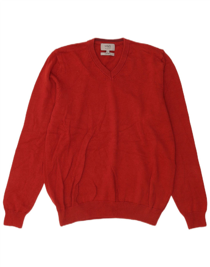 Marks & Spencer Pull Col V Homme Rouge Moyen
