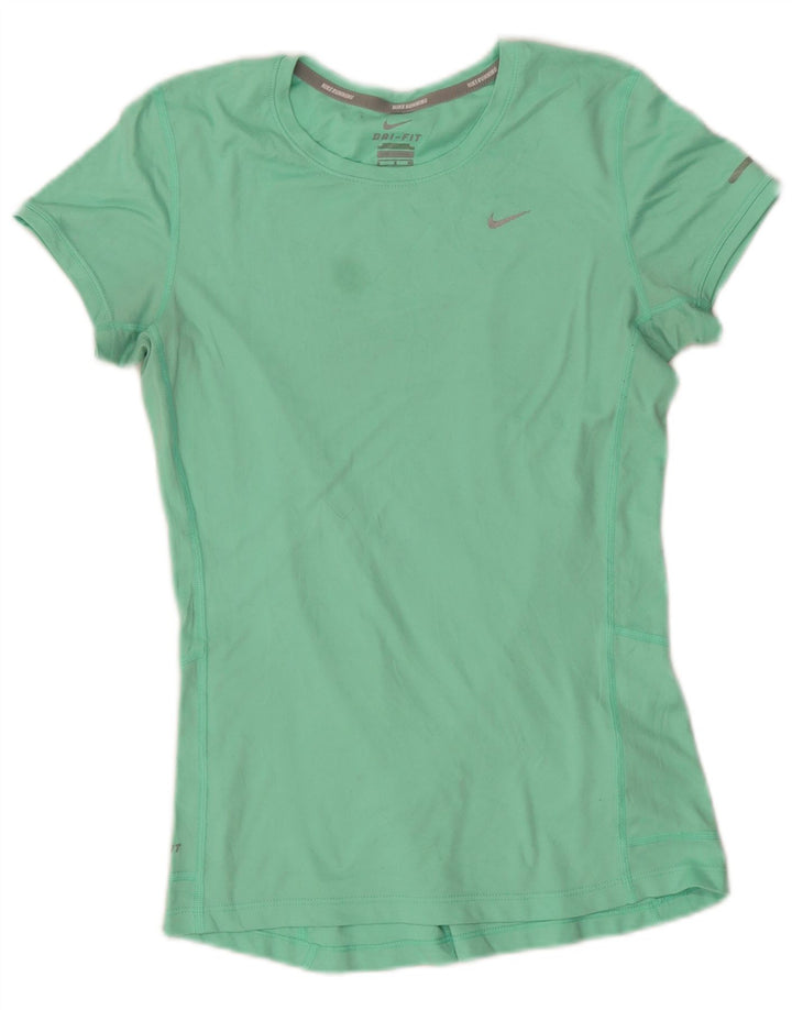 NIKE T-shirt Dri Fit pour femme UK 10 Petit Vert Polyester