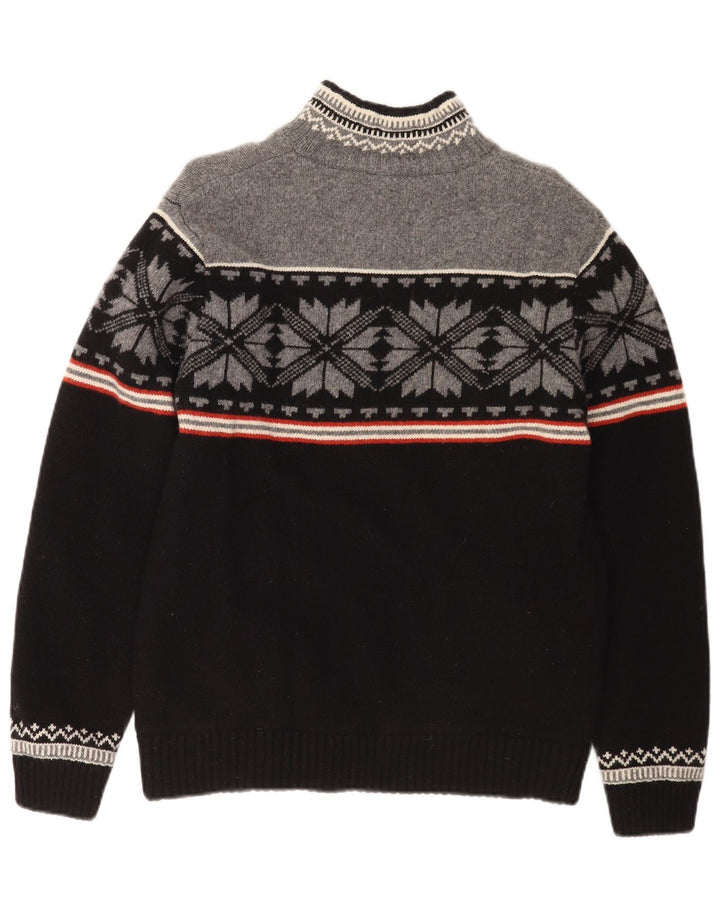 Ragman Pull col zippé pour homme en laine d'agneau Fair Isle Noir Taille L