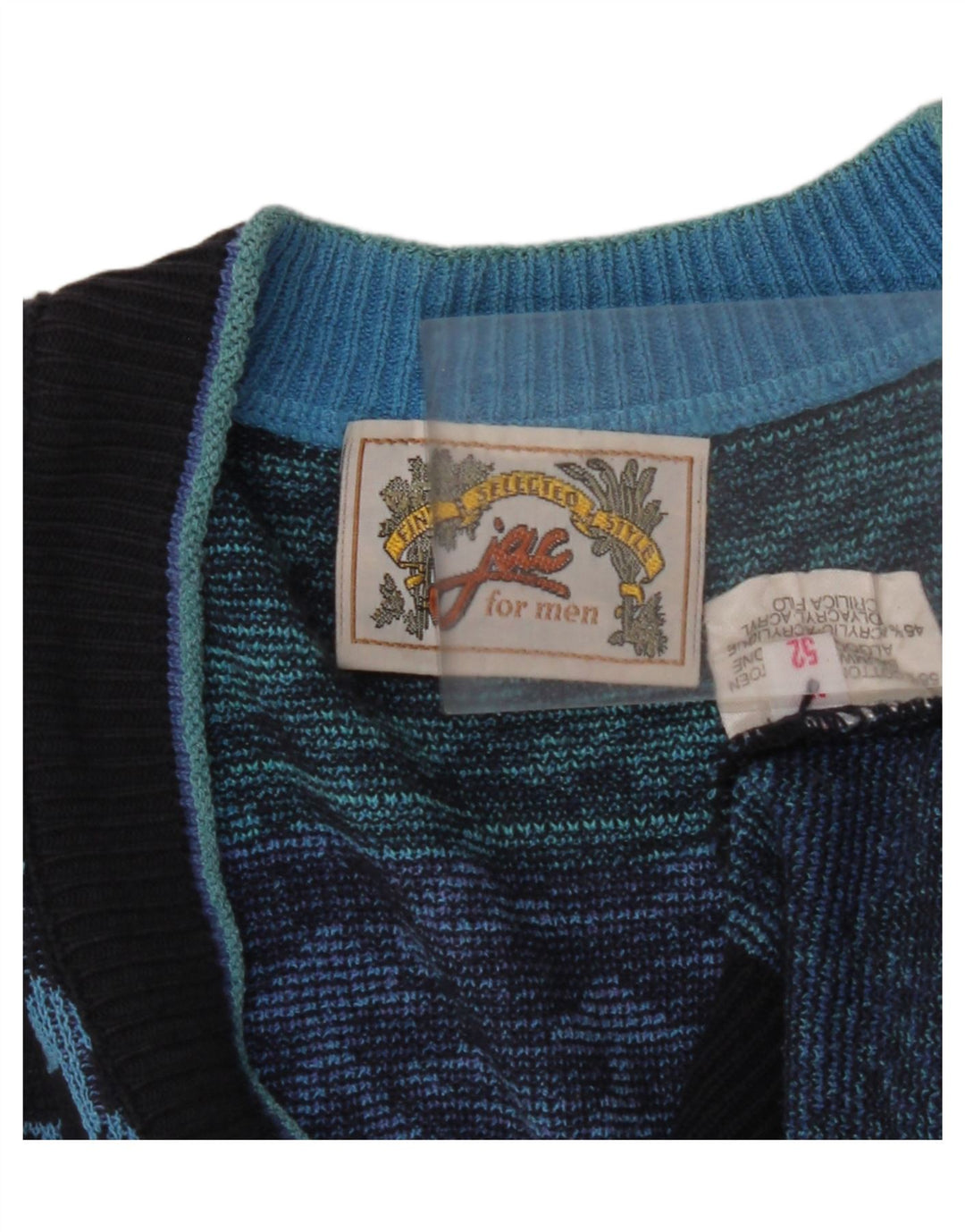 JAC Cardigan Homme Pull IT 52 Grand Bleu Marine Géométrique Coton