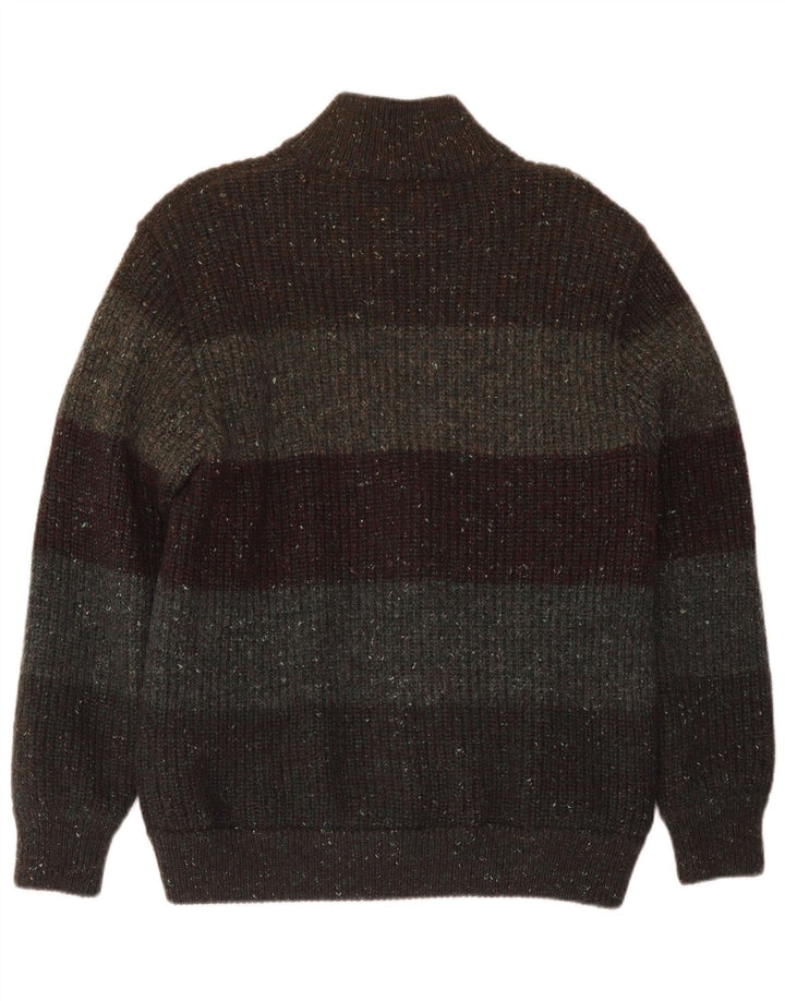 Peter Brown Cardigan pour homme en laine rayée kaki moyen