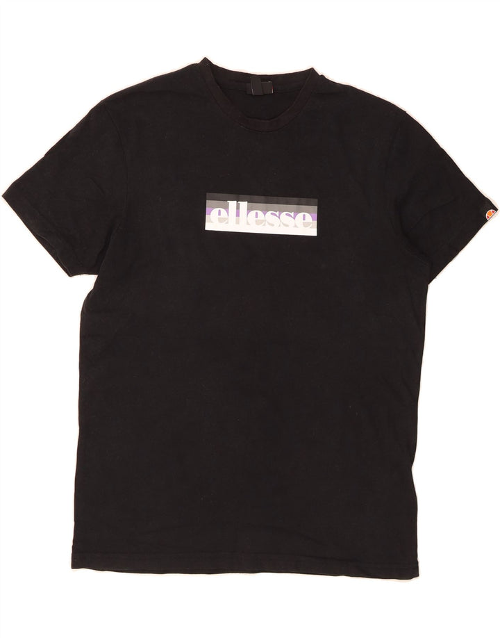 ELLESSE Mens Graphic T-Shirt Top Medium Black Cotton Vintage Ellesse and Second-Hand Ellesse from Messina Hembry 