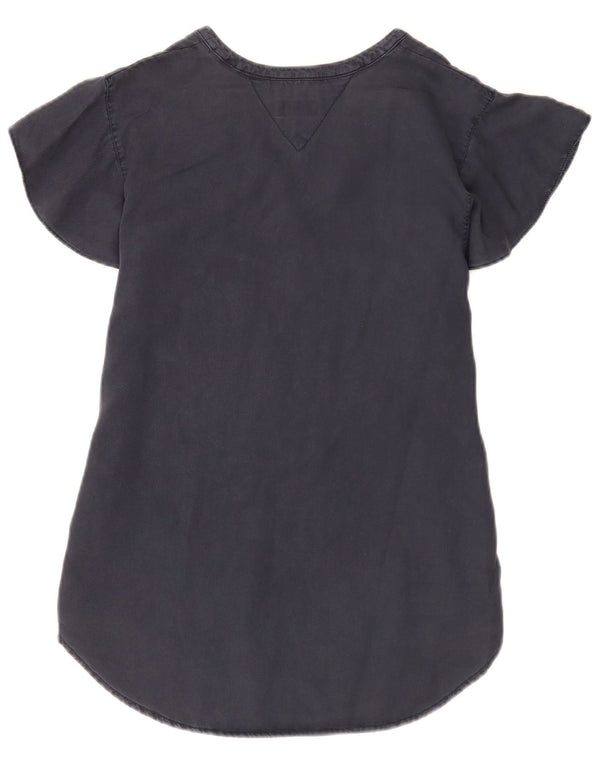 Tommy Hilfiger Chemisier Femme Top UK 14 Large Bleu Marine Lyocell