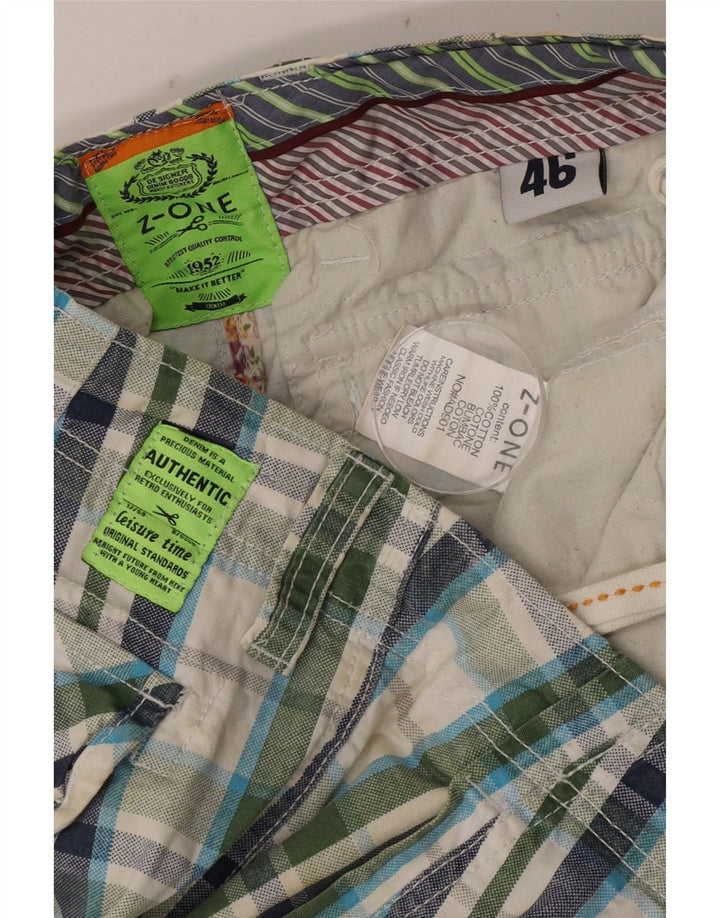 ZONE Short Cargo Homme IT 46 Small W32 Coton à Carreaux Multicolore