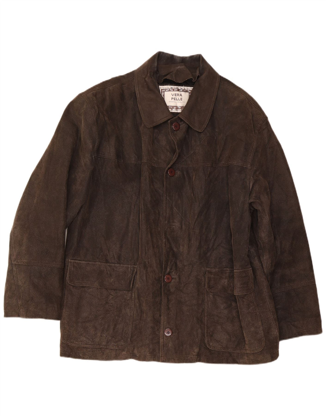 veste en daim homme vintage IT 54 2XL Cuir marron