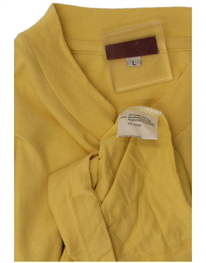 Stefanel Homme T-Shirt Graphique Haut Large Jaune Coton