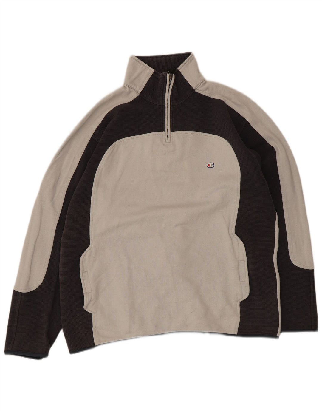 Champion Sweat-shirt à col zippé pour homme, grand, gris, color block