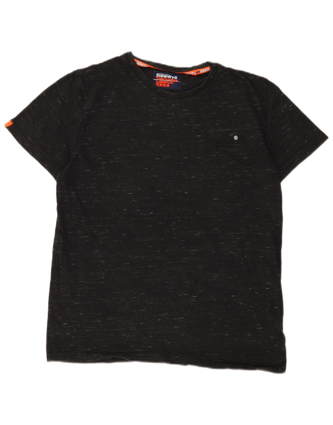 SUPERDRY T-Shirt Homme Noir Moyen Coton Moucheté