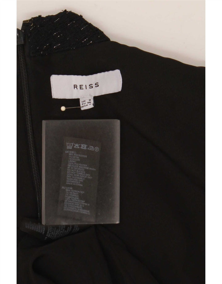 Reiss Robe trapèze pour femme UK 8 Small Noir Rayé Polyester