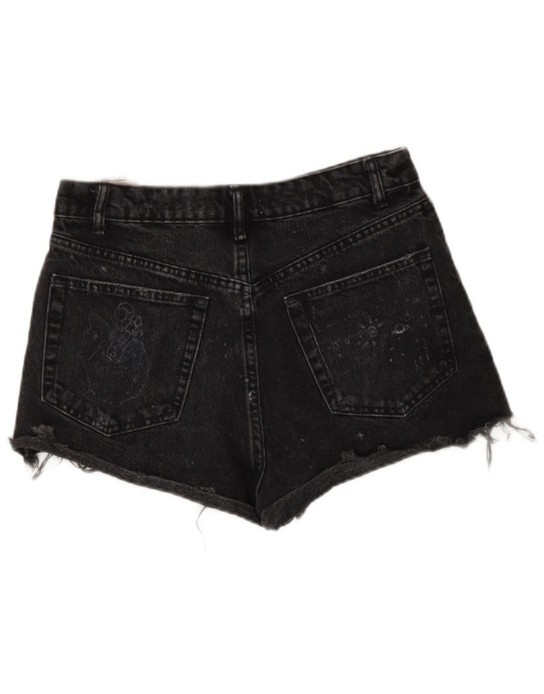 Zara Short en jean vieilli pour femme EU 36 XS W26 Noir