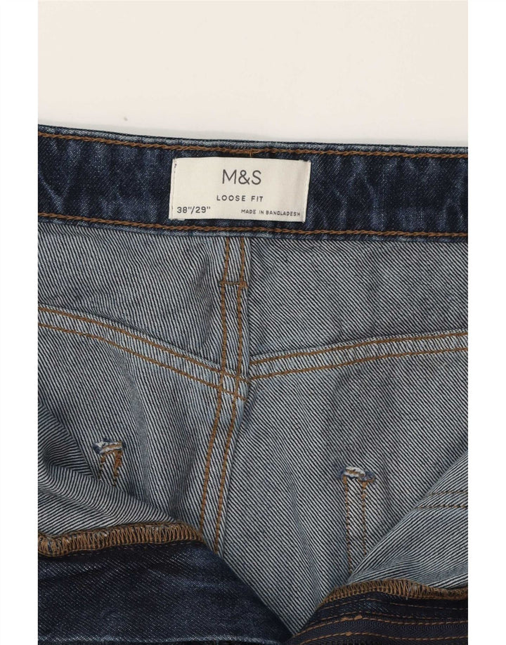 Marks & Spencer Jean Cargo Loose Homme W38 L29 Bleu Marine Coton