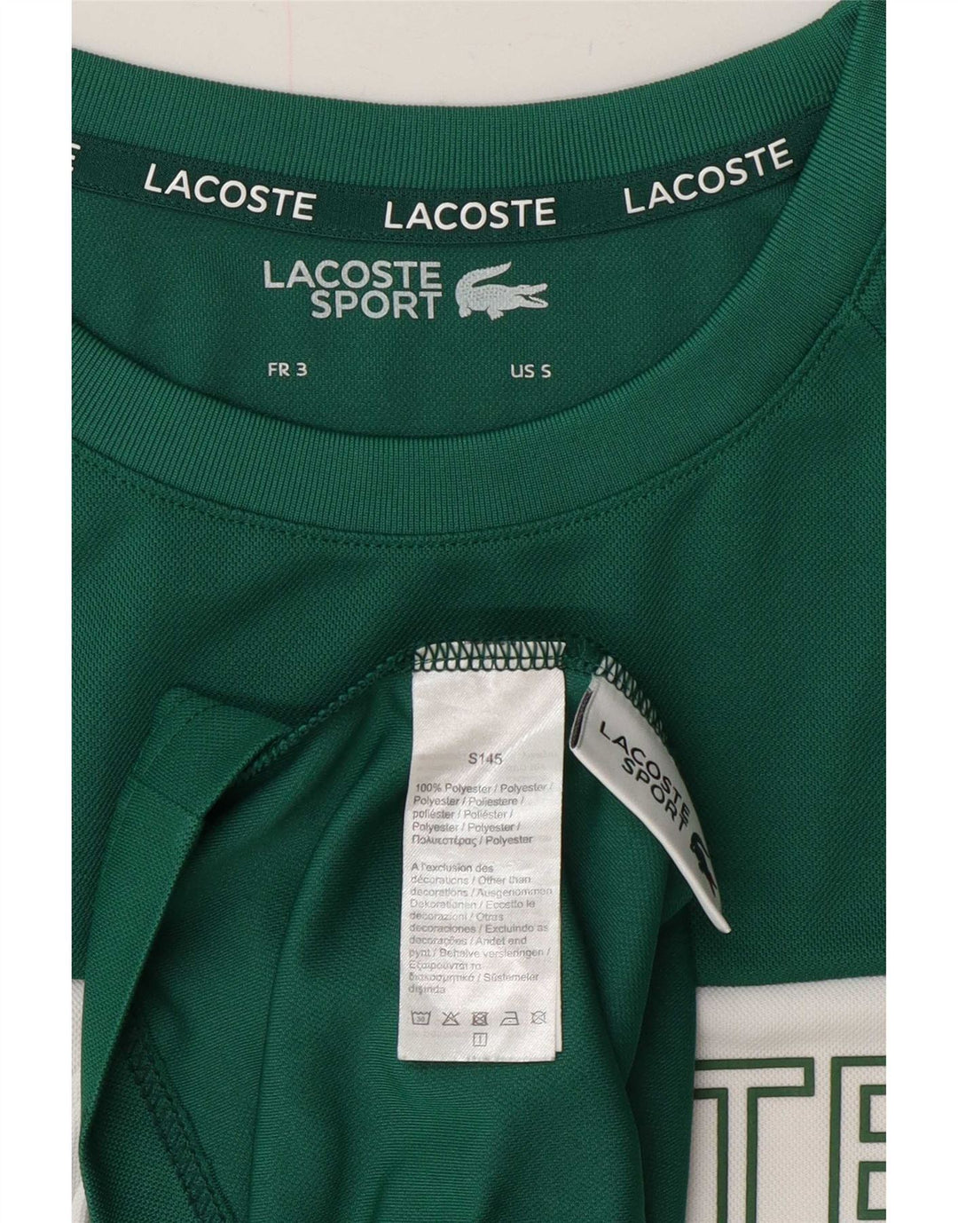 Lacoste Mens Graphic T-Shirt Top Taille 3 Petit Vert Colorblock Polyester