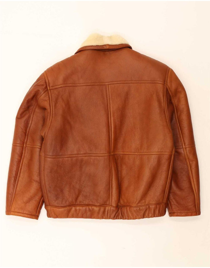 veste en peau de mouton vintage pour homme UK 40 Grande peau de mouton brune