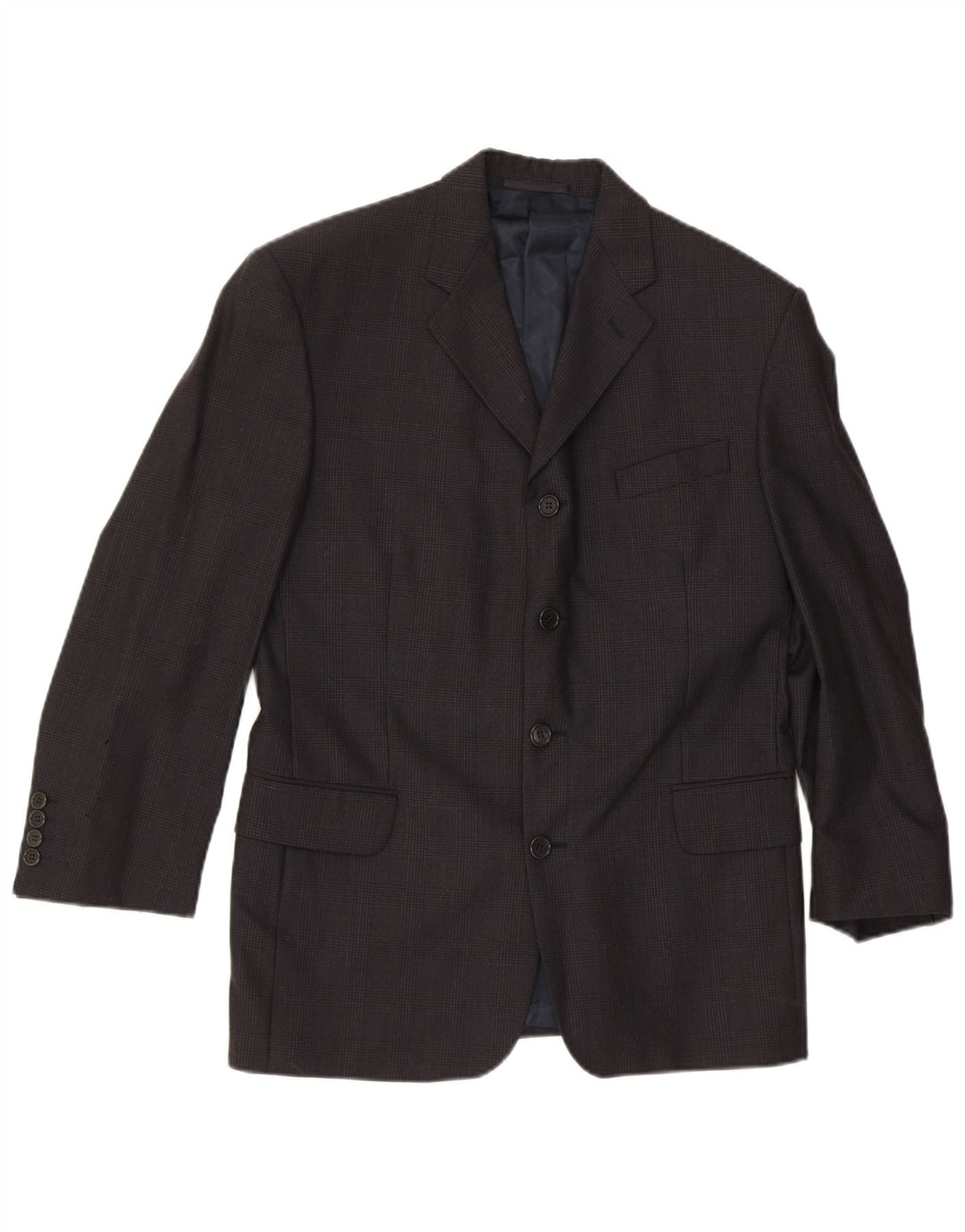 JAEGER Mens 4 Button Blazer Jacket IT 50 Large Grey Check Wool