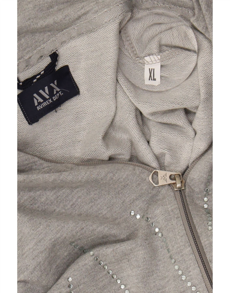 AVIREX Womens Graphic Tracksuit Top Jacket UK 18 XL Grey Cotton Vintage Avirex and Second-Hand Avirex from Messina Hembry 
