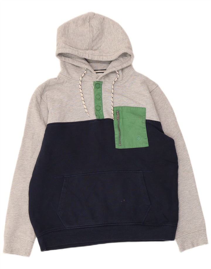 Fat Face Pull à Capuche Boutonné Homme Gris Moyen Colorblock Coton