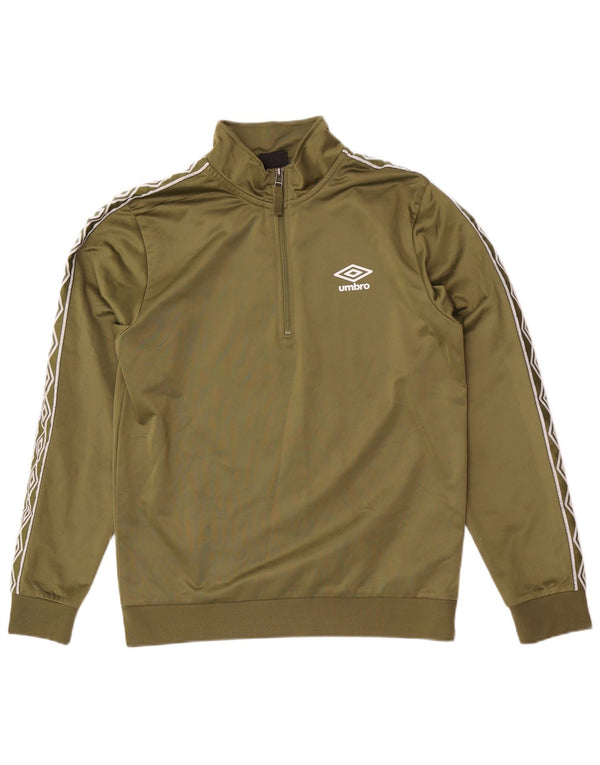 Umbro Sweat-shirt graphique à col zippé pour homme Petit Kaki Polyester