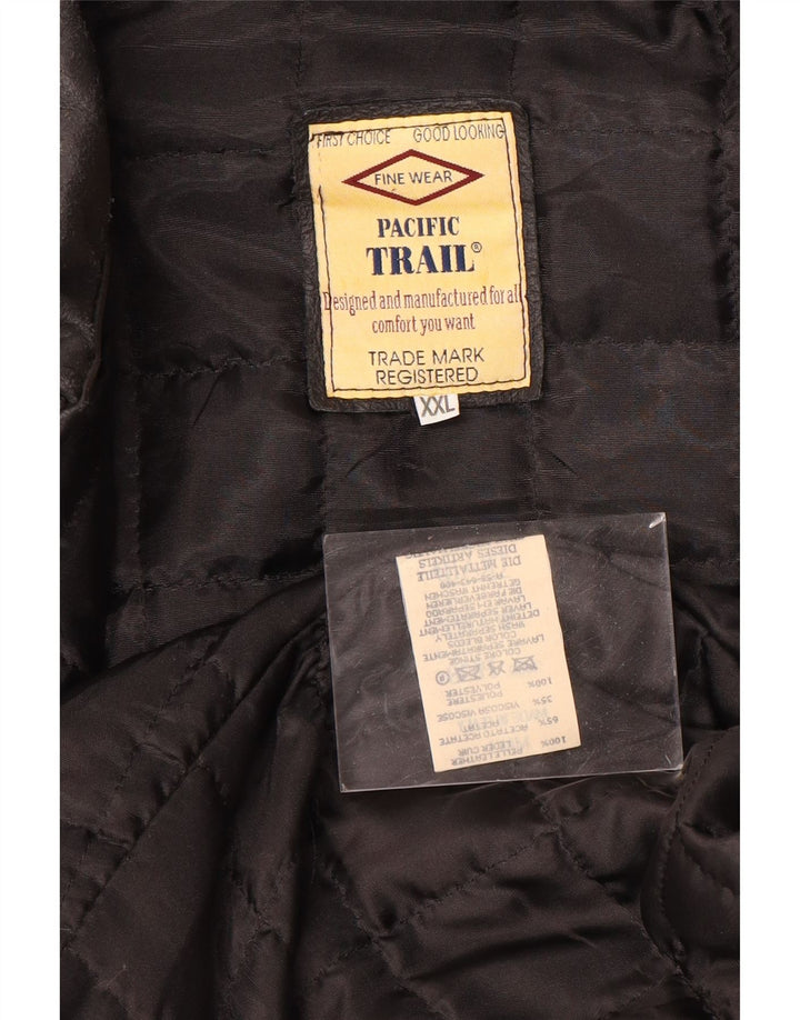 Pacific Trail Veste en cuir pour homme UK 44 2XL Cuir noir