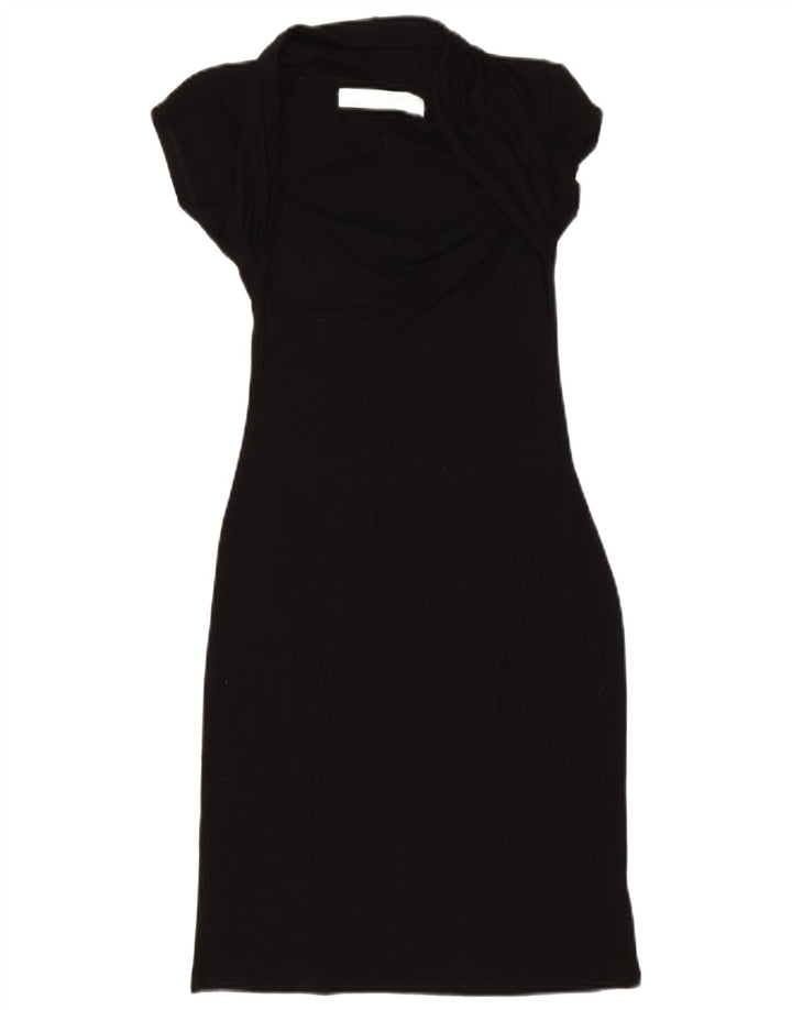 Zara Femme Robe Moulante UK 8 Petite Viscose Noire