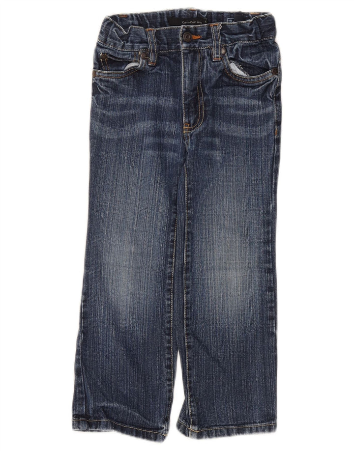 CALVIN KLEIN Jean droit garçon 3-4 ans W20 L17 Bleu Coton