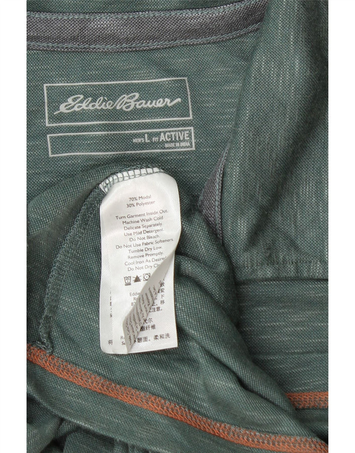 EDDIE BAUER Polo Homme Large Vert Moucheté Modal