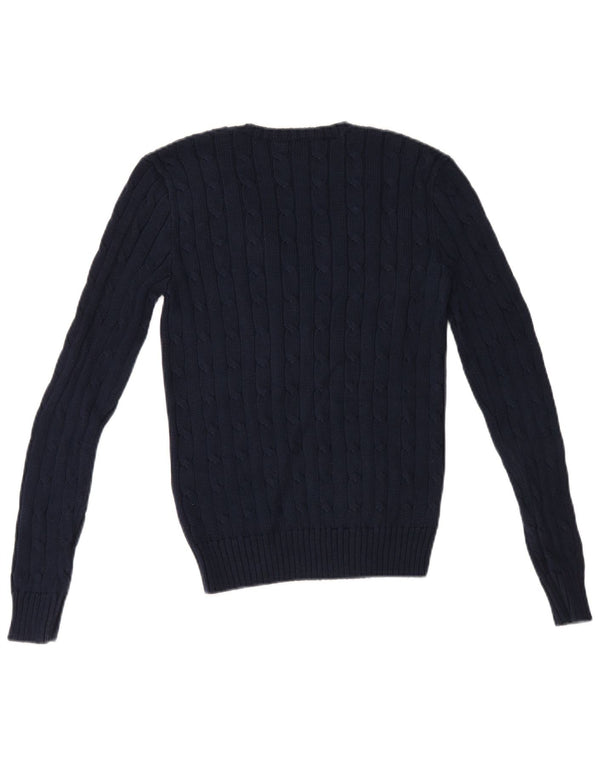 Polo Ralph Lauren Pull col en V pour femme UK 10 Petit coton bleu marine