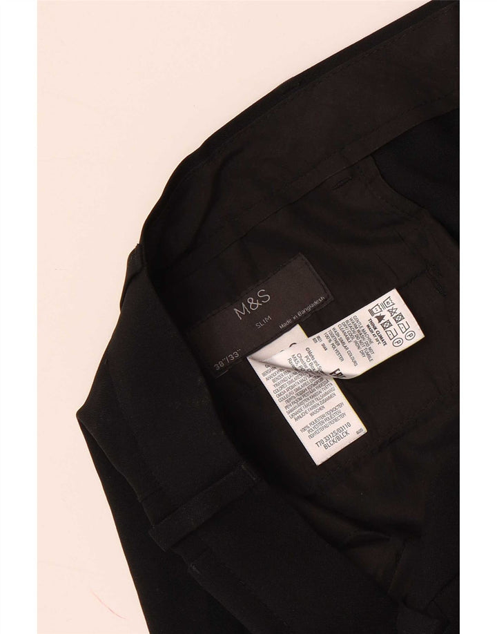 Marks & Spencer Pantalon Chino Slim Homme W38 L33 Noir Polyester