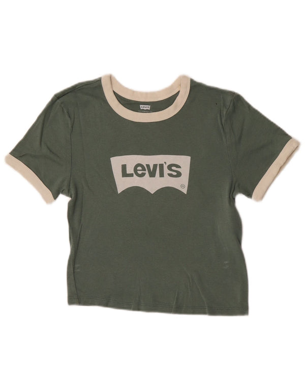 Levi's Girls Graphic T-Shirt Top 7-8 ans XS Vert Coton