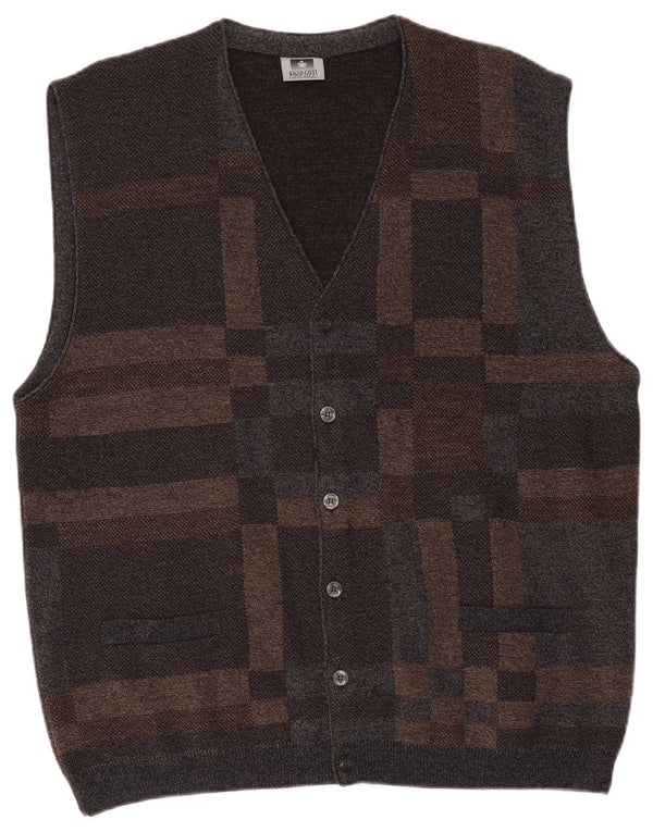 Enzo Goti Cardigan pour homme en laine géométrique marron 2XL