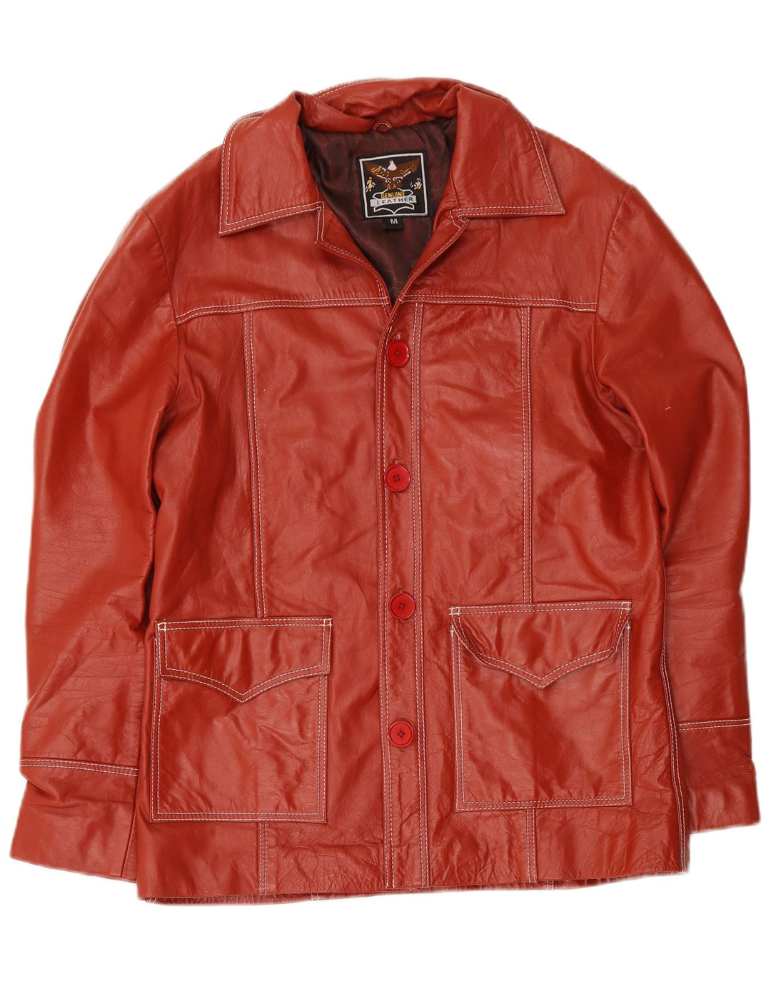 veste en cuir femme vintage UK 38 Rouge moyen