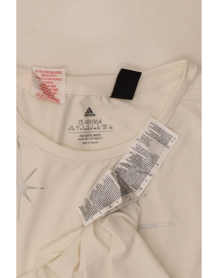 Adidas Débardeur Graphique Fille 13-14 Ans Blanc Cassé Polyester
