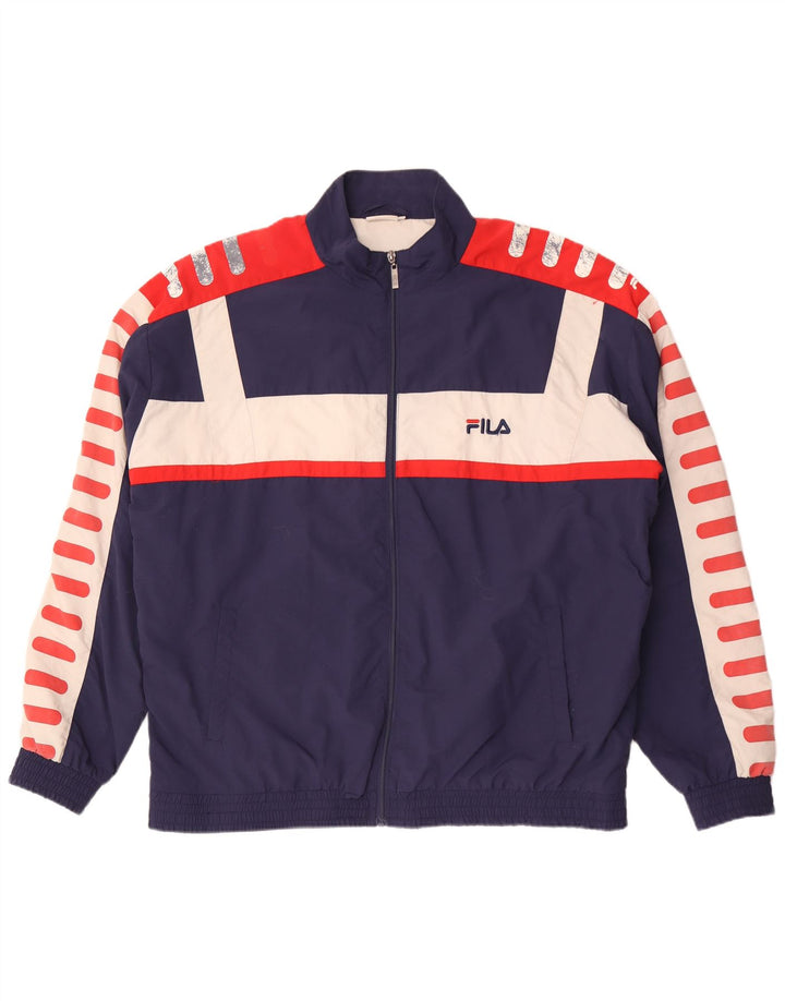 Fila Veste de survêtement graphique pour homme 2XL Bleu marine Colorblock Polyester
