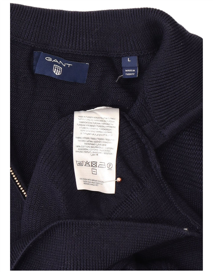 GANT Homme Pull Col Zippé Large Bleu Marine Coton