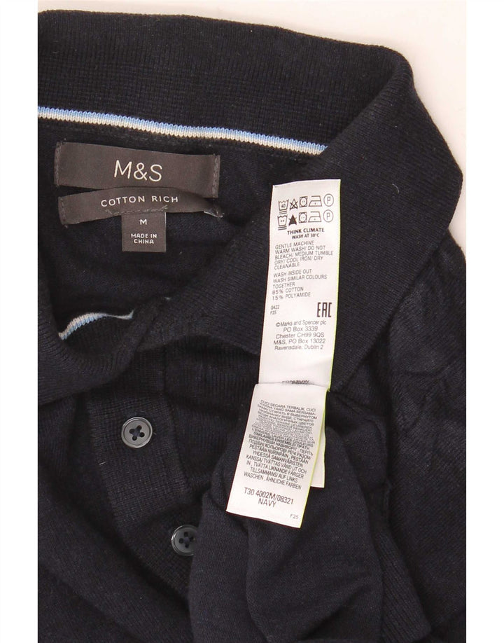 Marks & Spencer Pull à manches courtes et col polo pour homme Bleu marine moyen