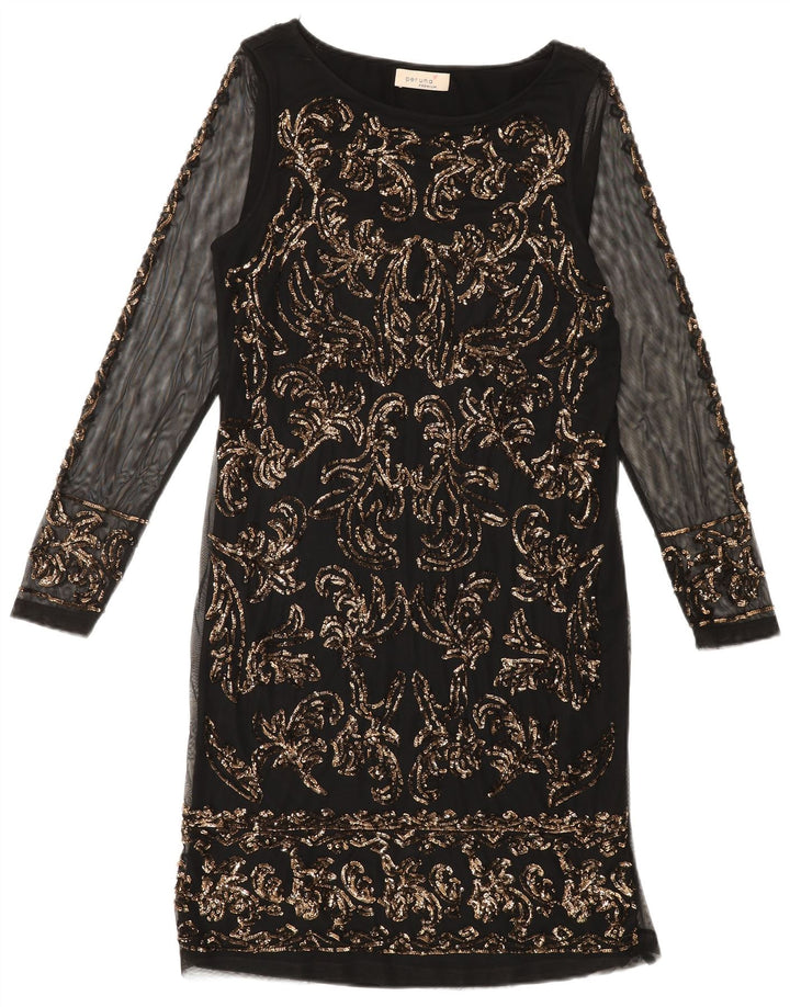 MARKS & SPENCER Womens Long Sleeve Shift Dress UK 14 Medium  Black