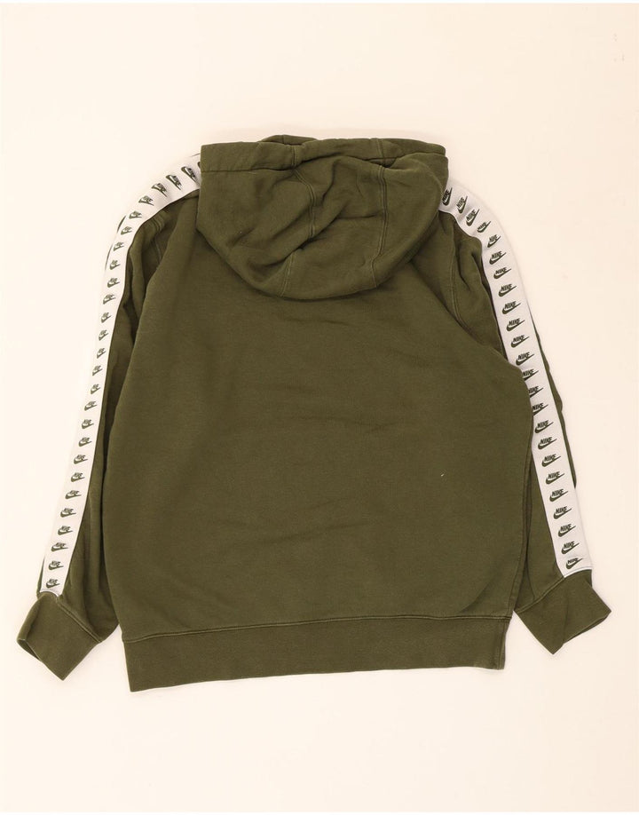 NIKE Pull à capuche graphique pour femme UK 14 Coton color block kaki moyen