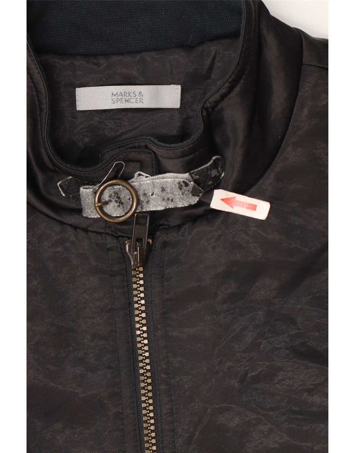 Marks & Spencer Veste Bomber Femme UK 12 Medium Noir Colourblock