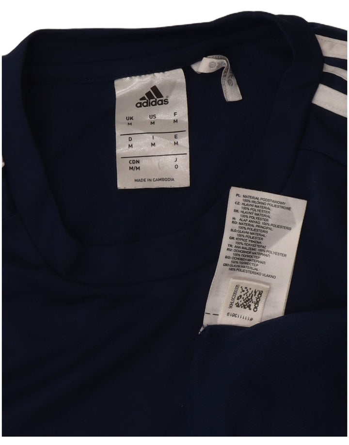 Adidas Hommes Climalite T-Shirt Top Bleu Marine Colorblock Polyester