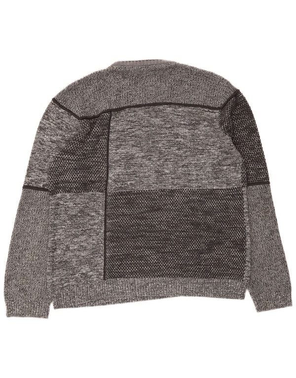 Pioneer Womens Crew Neck Jumper Sweater UK 20 2XL Grey Colourblock