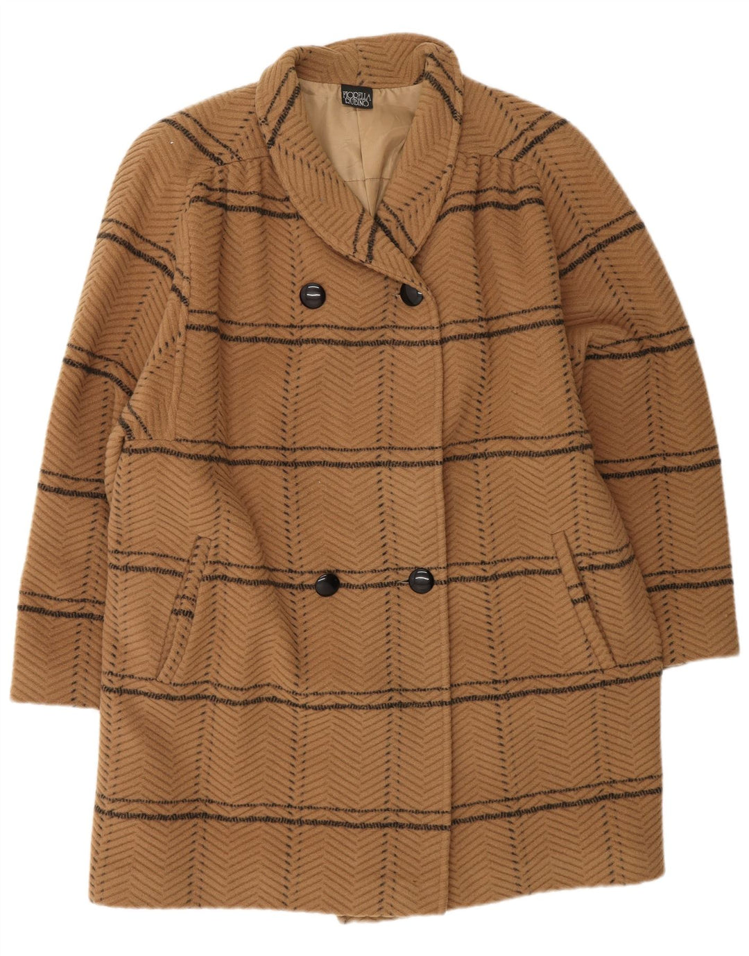 FIORELLA RUBINO Manteau croisé pour femme UK 14 Grand carreaux beiges