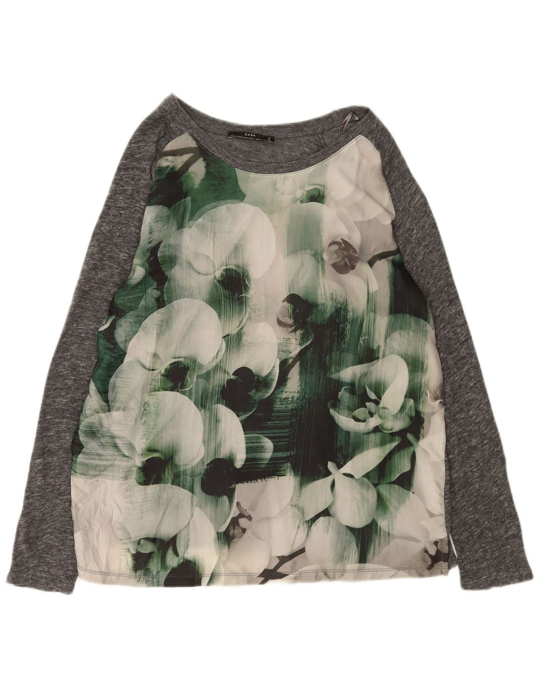 Zara Womens Blouse Top UK 16 Grand Gris Floral