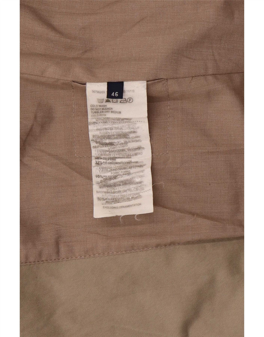 Trussardi Jeans Veste Blazer 2 Boutons Femme IT 46 Large Beige Coton