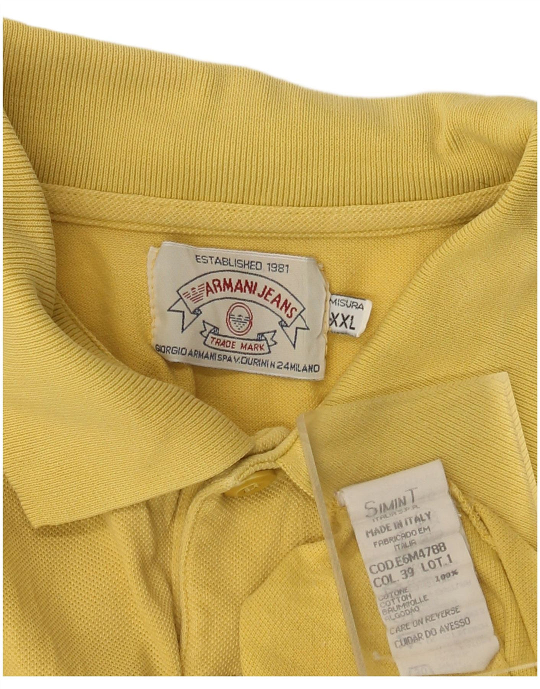 ARMANI JEANS Polo Homme 2XL Jaune Coton