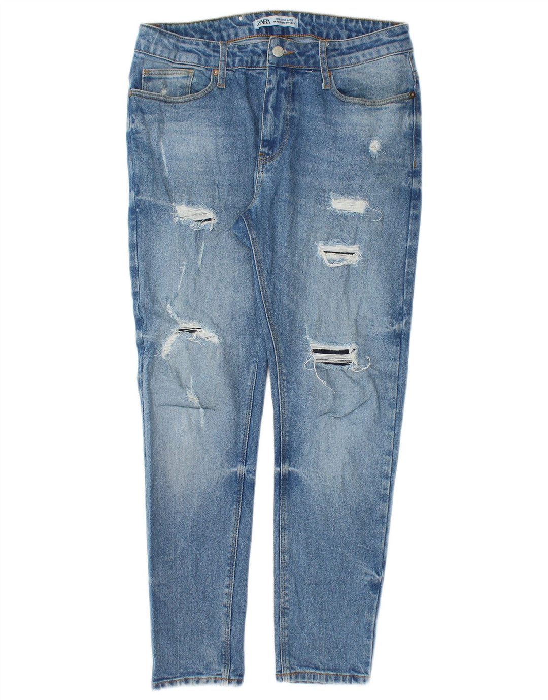 Zara Femme Jean Slim Effet Déchiré W33 L28 Bleu
