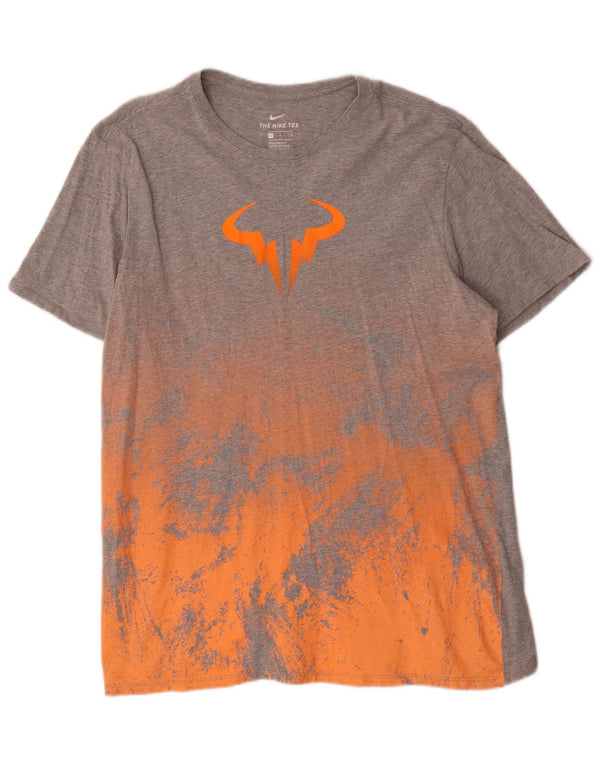 Nike T-shirt graphique coupe athlétique pour homme, grand, en coton color block, gris