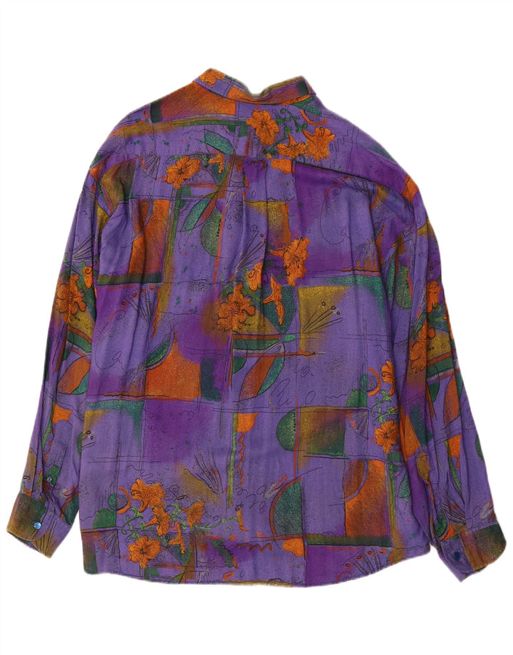 VINTAGE Chemise Homme XL Violet Floral Viscose