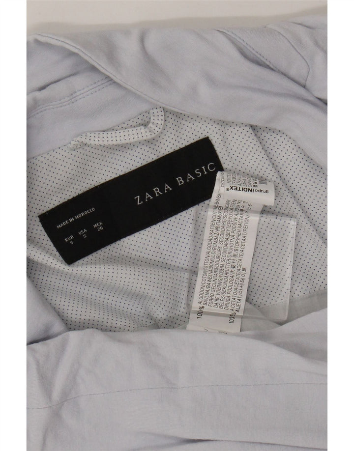 Zara Femme 1 Bouton Blazer Veste UK 10 Petit Bleu Coton