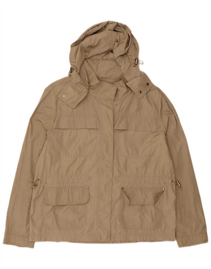 Zara Veste utilitaire à capuche pour femme UK 18 XL Beige Polyester